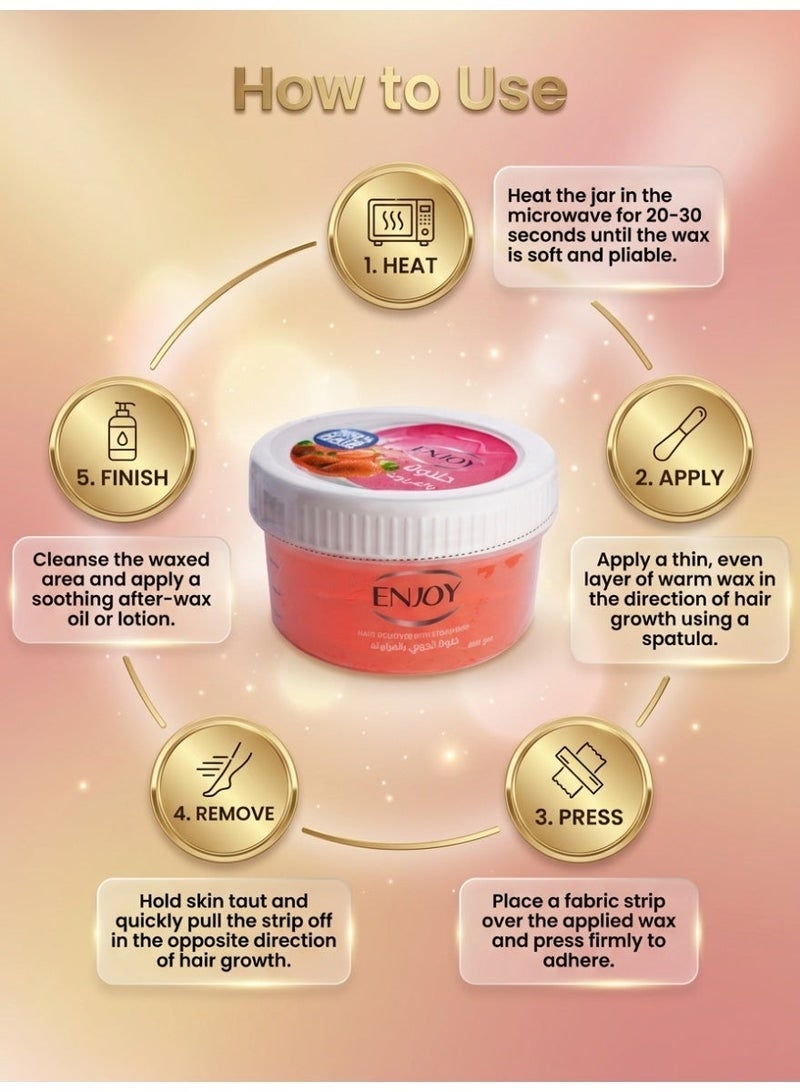 ENJOY 100% Natural Strawberry Halawa Hair Remover Paste for Silky Smooth Skin - Gentle Root Hair Removal Wax Alternative for Women & Men, 400 gm - Image 4